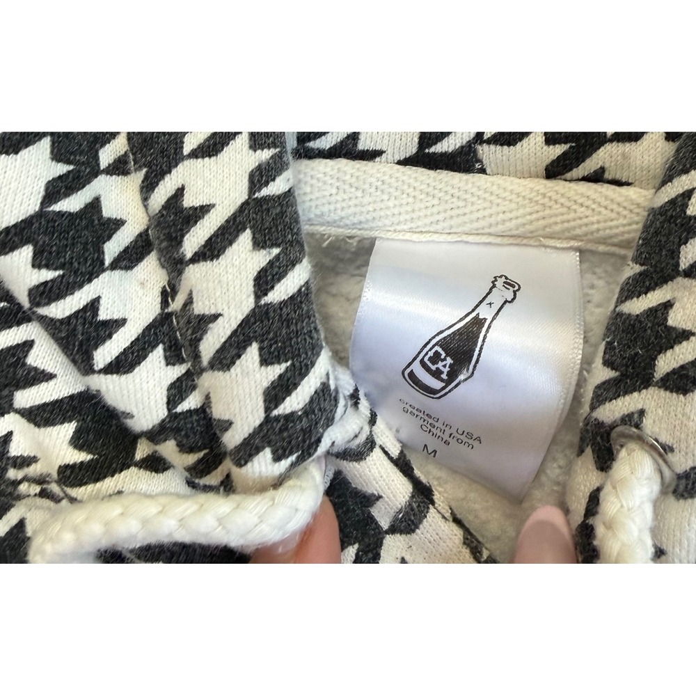 CA Champagne & Caviar Houndstooth Hoodie Black White Pullover Sweatshirt Medium - Picture 4 of 4